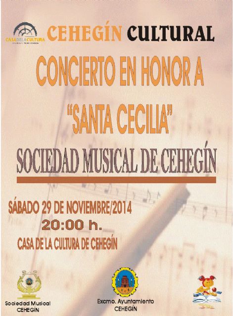 La Sociedad Musical de Cehegín celebra este sábado el concierto en honor de Santa Cecilia - 1, Foto 1