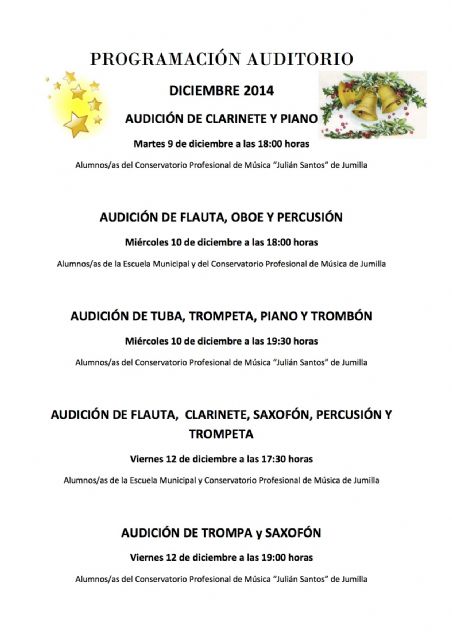 El Auditorio Municipal celebrará la Navidad con un total de ocho actuaciones entre audiciones y conciertos - 1, Foto 1