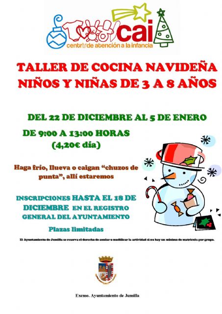 Igualdad organiza un taller de cocina navideña dentro de las  actividades extraescolares del CAI para esta Navidad - 1, Foto 1