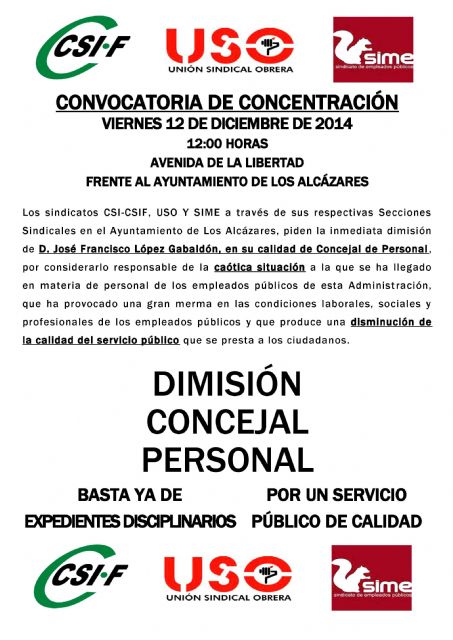 Convocan una concentración para mañana viernes en la puerta del ayuntamiento de Los Alcazares - 1, Foto 1