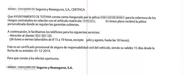 Certificado de seguro, Foto 2