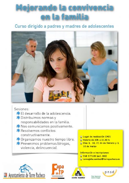 El Ayuntamiento de Torre-Pacheco llevará a cabo un curso para mejorar la convivencia familiar - 1, Foto 1