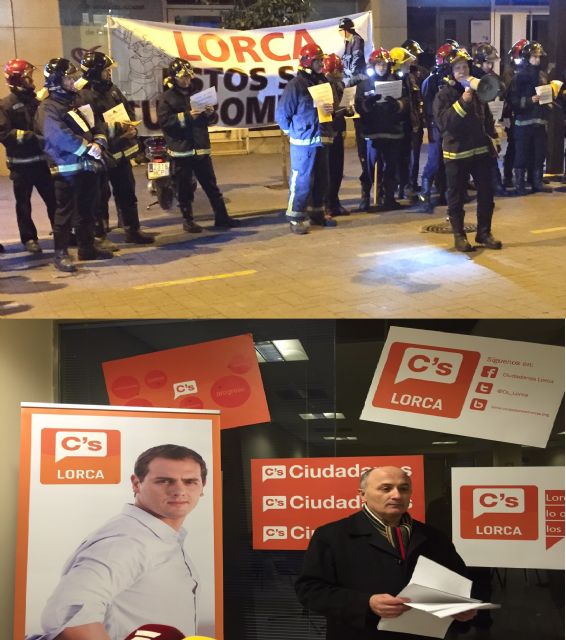 Ciudadanos- Partido de la Ciudadanía en Lorca, muestra su apoyo a la manifestación realizada por el Cuerpo de Bomberos - 1, Foto 1