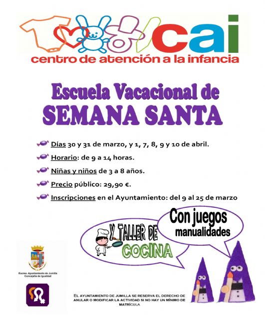 Igualdad organiza una escuela vacacional para Semana Santa en el CAI - 1, Foto 1