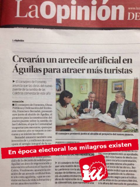 El PP de Águilas creará un arrecife artificial para atraer más turistas, una propuesta de IU-Verdes que rechazó en noviembre - 1, Foto 1