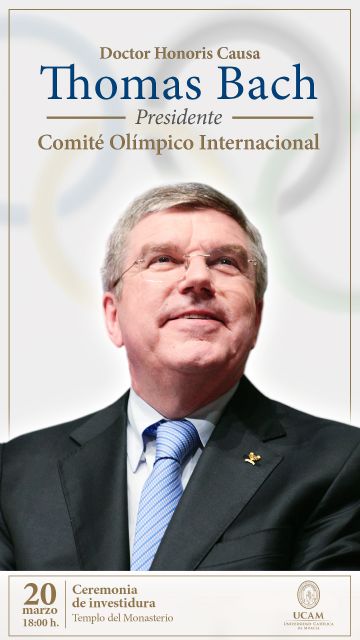 Thomas Bach, presidente del COI, será investido el lunes Doctor Honoris Causa por la UCAM - 1, Foto 1