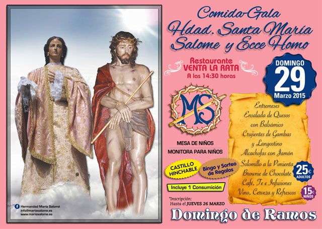 La Hdad. de Santa María Salomé celebrará el próximo domingo su tradicional comida-gala