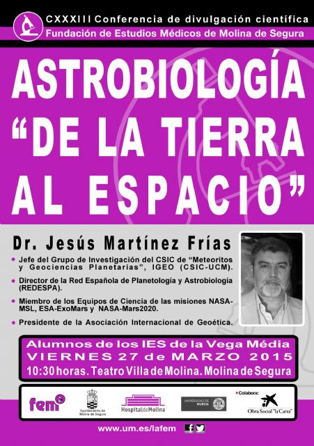 Jumilla acoge mañana jueves una importante  conferencia sobre Astrobiología De la Tierra al Espacio - 2, Foto 2