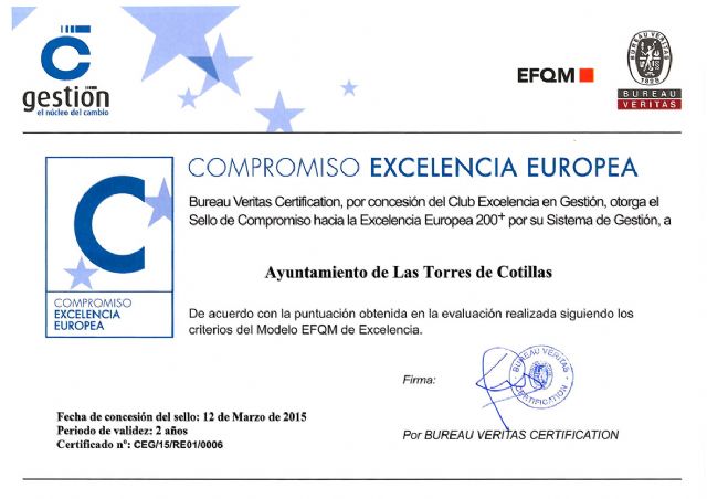El Ayuntamiento torreño recibe el sello de compromiso de excelencia europea por su modelo de gestión - 3, Foto 3