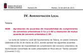 El BORM publica la aprobación de acuerdos de imposibilidad de cumplimiento de convenios urbanísticos C-11 y C-5O