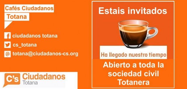Ciudadanos Totana organiza hoy un café-tertulia en la cafetería Bohemia