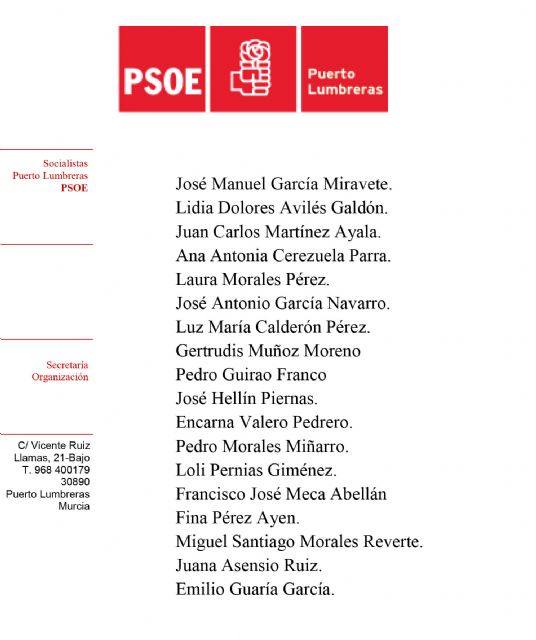 El PSOE de Puerto Lumbreras presenta su candidatura a las próximas elecciones municipales - 2, Foto 2