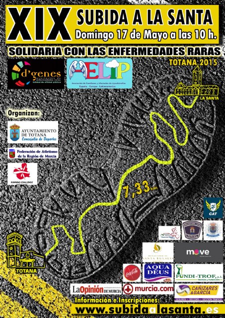 La XIX Subida a La Santa de Totana se celebrará el 17 de mayo a beneficio de las asociaciones AELIP y D´Genes - 2, Foto 2