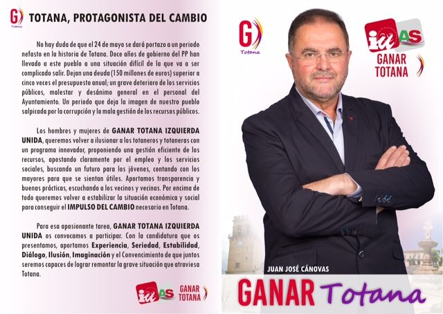El acto de presentación de la Candidatura GANAR TOTANA, IZQUIERDA UNIDA tendrá lugar el próximo Jueves 7 de mayo, Foto 2