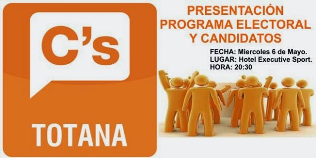 La presentación de la candidatura y el programa electoral de Ciudadanos Totana tendrá lugar el próximo miércoles 6 de mayo - 1, Foto 1