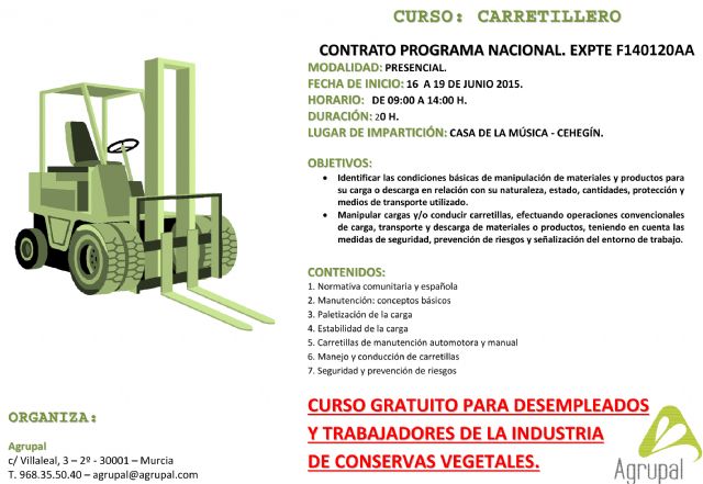 Abierto el plazo de inscripción en el curso de Carretillero - 1, Foto 1