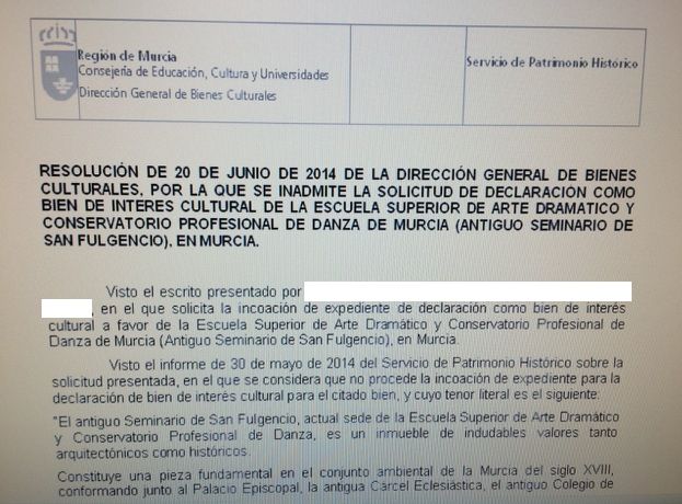 Ahora Murcia exige el mantenimiento del edificio de la escuela de arte dramático como propiedad pública - 1, Foto 1