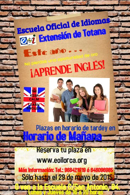 Ya está abierto el plazo de preinscripción en la Escuela Oficial de Idiomas (inglés), Foto 1