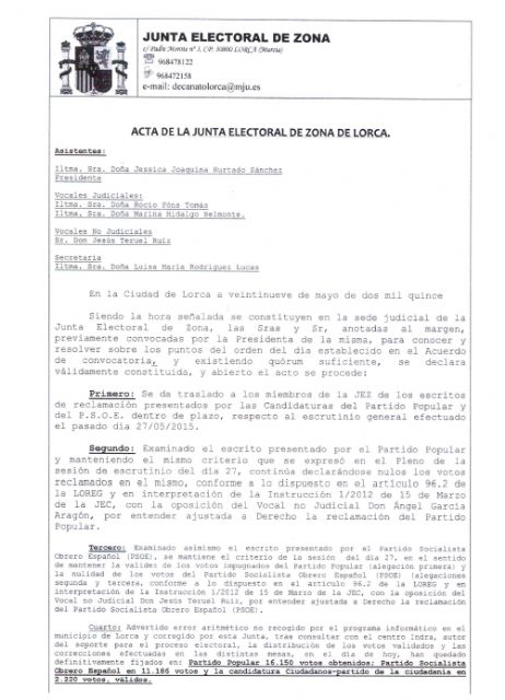 El PSOE espera que se tenga en cuenta en la resolución judicial que la JEZ se ha vuelto a ratificaren la nulidad de los 8 votos obtenidos por el PP - 2, Foto 2