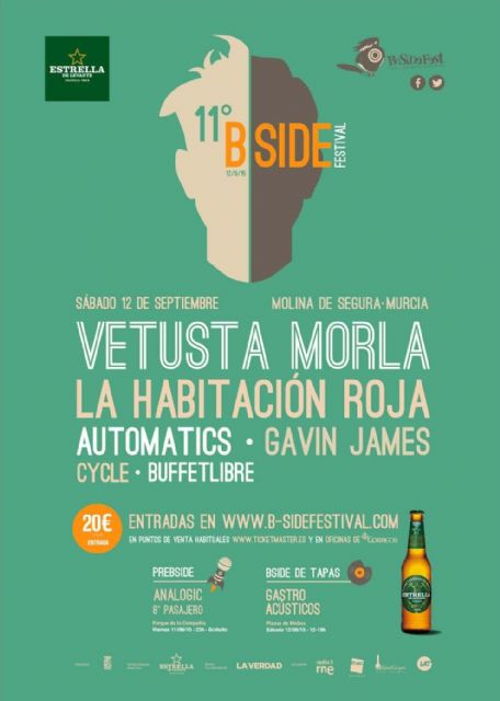 Vetusta morla, la habitacion roja, cycle, automatics, gavin james, BUFFETLIBRE y ANALOGIC, juntos en el B SIDE Festival de Molina de Segura el viernes 11 y sábado 12 de septiembre - 1, Foto 1