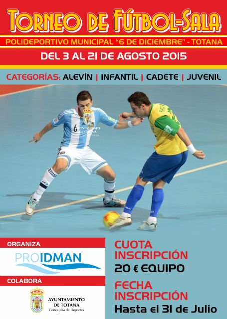 El Polideportivo Municipal 6 de diciembre acogerá del 3 al 21 de agosto un Torneo de Fútbol Sala, en categorías alevín, infantil, cadete y juvenil - 1, Foto 1