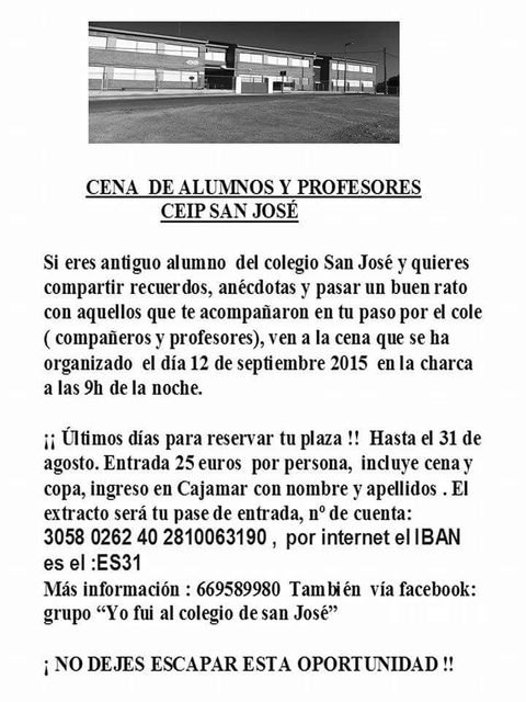 Últimos días para reservar plaza en la cena-aniversario Colegio San José, Foto 1