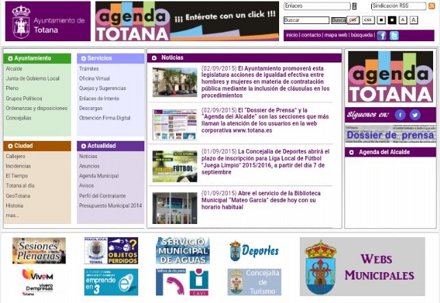 The "Press Kit" and "Agenda Mayor" are the sections that are most appealing to users in the web of the city council, Foto 1