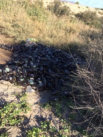 Retiran miles de envases de vidrio que habían sido depositados de forma clandestina en un paraje junto al río Guadalentín, Foto 7