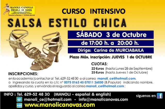 Curso Intensivo de Salsa estilo Chicas en la Escuela de Danza Manoli Cánovas