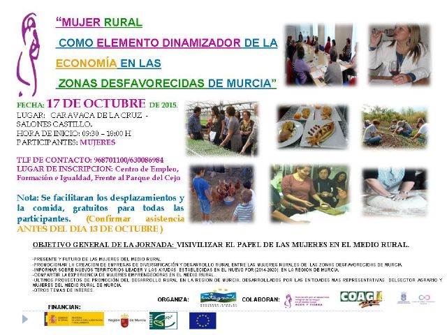 La mujer rural como elemento dinamizador de la economía centra una jornada el 17 de octubre en Caravaca - 1, Foto 1