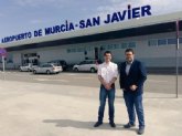 Antonio Murcia, acompaña al portavoz en la Asamblea Regional, Miguel Snchez, en su visita al Aeropuerto de San Javier