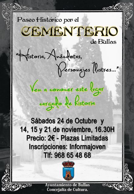 Historia, anécdotas y personajes ilustres son los temas de los que se habla en los paseos históricos por el cementerio de Bullas - 1, Foto 1