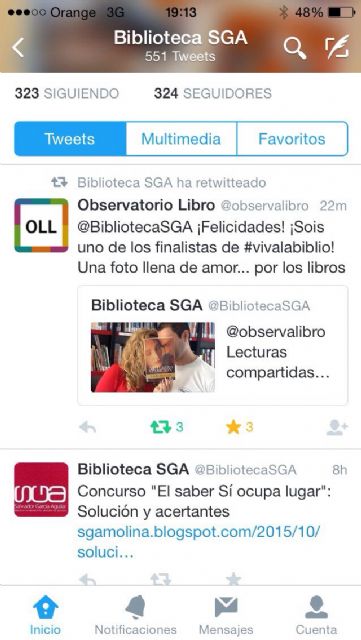 La Biblioteca Salvador García Aguilar de Molina de Segura es seleccionada como finalista de la campaña en Twitter ¡Viva la biblio! - 1, Foto 1