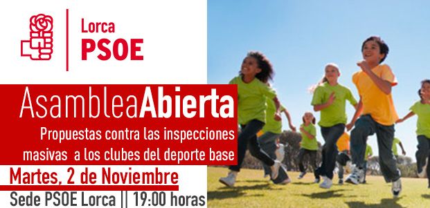 El PSOE convoca al deporte base lorquino para hablar de las propuestas socialistas frente al ataque de Rajoy contra los clubes y entidades sin ánimo de lucro - 1, Foto 1