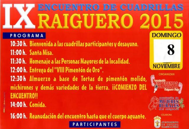 El IX Encuentro de Cuadrillas del El Raiguero tendrá lugar el próximo domingo