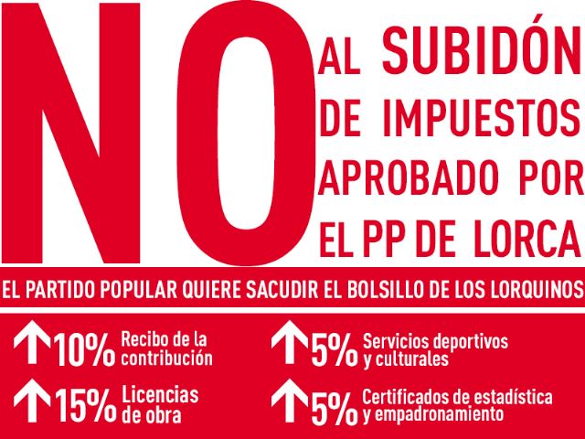 El PSOE de Lorca inicia una campaña de recogida de alegaciones contra la injusta subida de impuestos aprobada por el PP - 1, Foto 1
