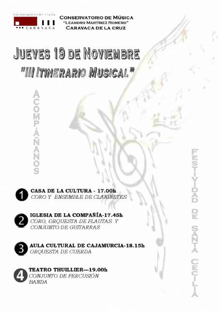 El Conservatorio caravaqueño participa en el III Itinerario Musical con motivo de Santa Cecilia - 1, Foto 1
