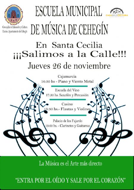 La Escuela Municipal de Música sale a la calle para celebrar Santa Cecilia, Patrona de los músicos, el próximo jueves 26 de noviembre - 1, Foto 1