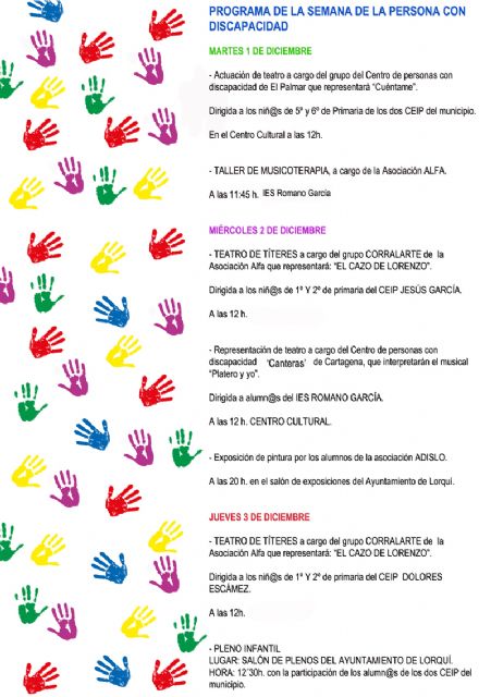 Lorquí conmemora el Día Internacional de la Discapacidad con una semana llena de actividades - 1, Foto 1