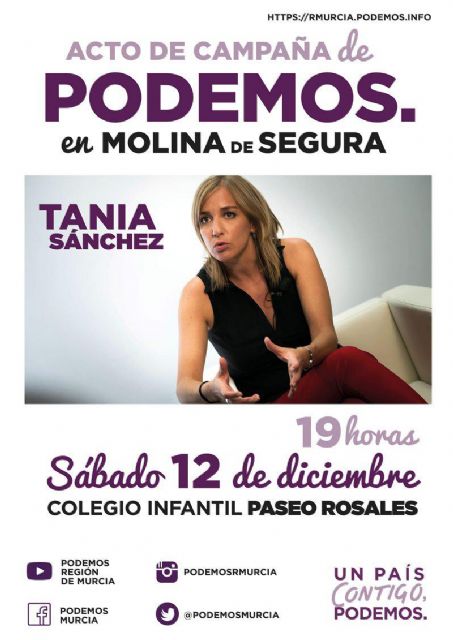 Tania Sánchez expondrá en Molina de Segura las propuestas para un país contigo - 2, Foto 2