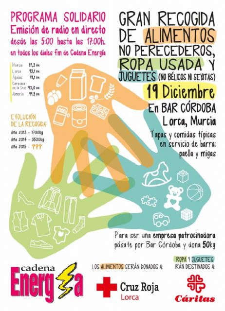 Gran recogida solidaria de alimentos, Gracias a la colaboración de Cadena Energía y Bar Córdoba - 1, Foto 1