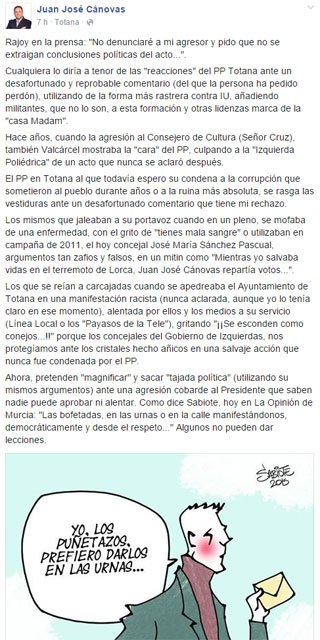 El alcalde se pronuncia sobre la polémica suscitada por un desafortunado y reprobable comentario publicado en Facebook tras la agresión a Rajoy - 1, Foto 1