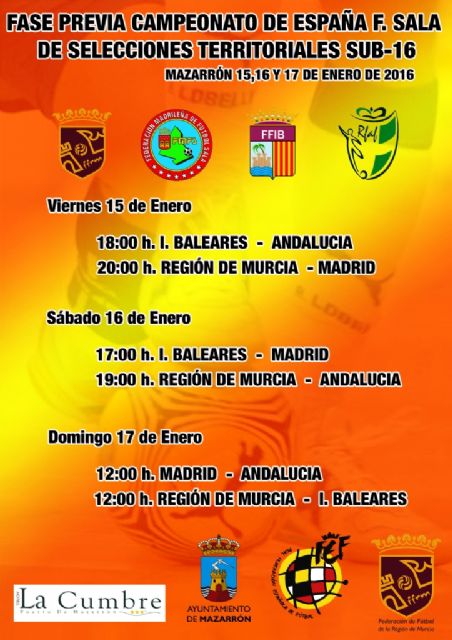 Las mejores selecciones regionales compiten en Mazarrón en la fase previa del campeonato de españa sub 16 de fútbol sala, Foto 1
