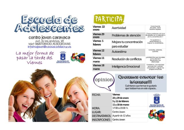 La ´Escuela de Adolescentes´ de la Concejalía de Juventud propone seis nuevos talleres y charlas - 1, Foto 1