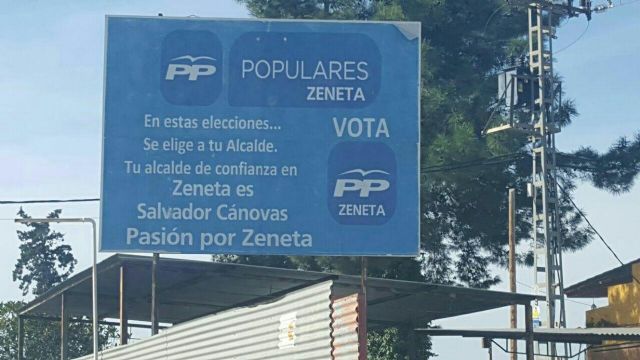Ahora Murcia pide la retirada de una valla publicitaria del PP de Zeneta de las elecciones de mayo - 1, Foto 1