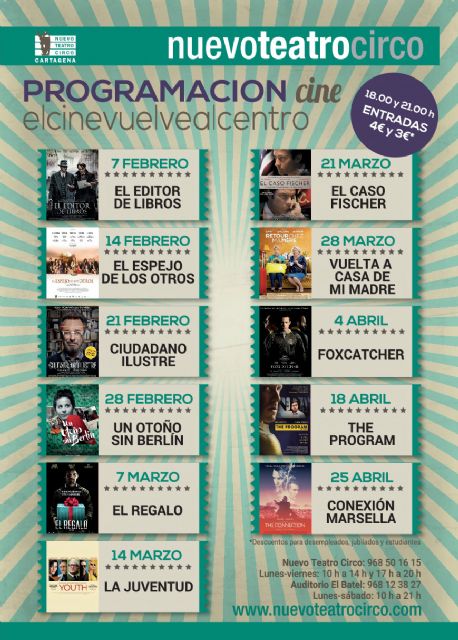 Once películas para un nuevo ciclo de El cine vuelve al centro en el Nuevo Teatro Circo de Cartagena - 1, Foto 1