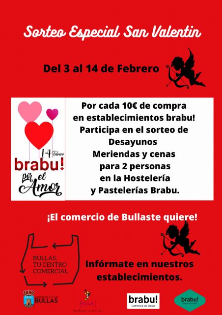 La Concejalía de Comercio y Brabu! anuncian un sorteo especial San Valentín - 1, Foto 1