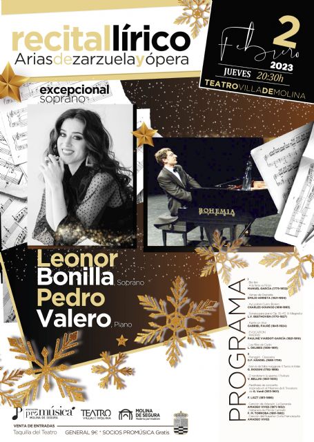 La soprano Leonor Bonilla y el pianista Pedro Valero ofrecen un RECITAL LÍRICO con arias de zarzuela y ópera en el Teatro Villa de Molina el jueves 2 de febrero - 1, Foto 1