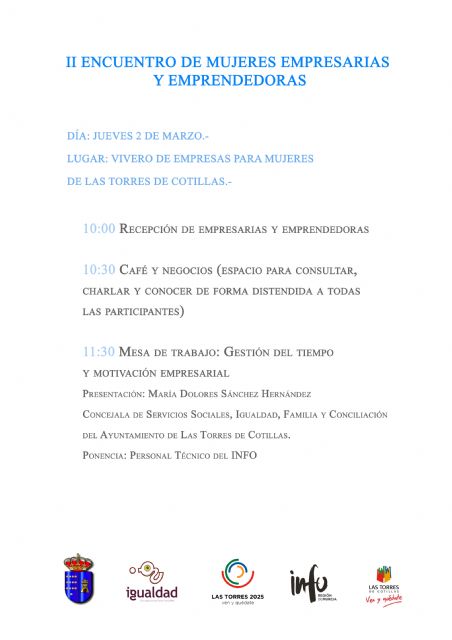 Las Torres de Cotillas arranca con el 'II Encuentro de Mujeres Empresarias y Emprendedoras' los actos del 8 marzo - 1, Foto 1