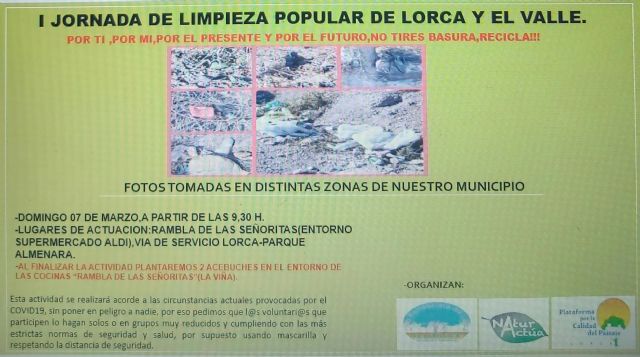 I Jornada Popular de Limpieza de Lorca y el Valle del Guadalentín organizada por entidades medioambientales - 1, Foto 1